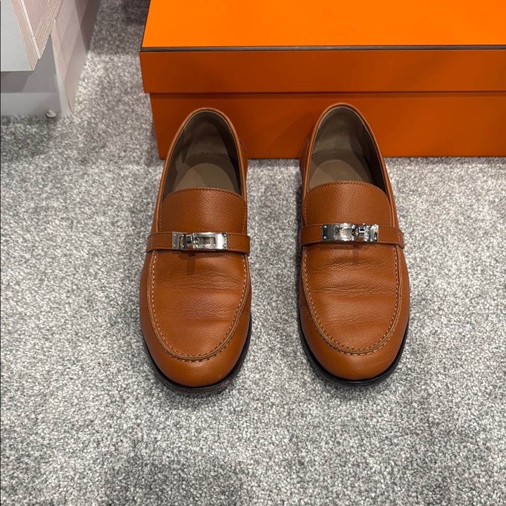 Authentic Hermes women’s Leather Loafers